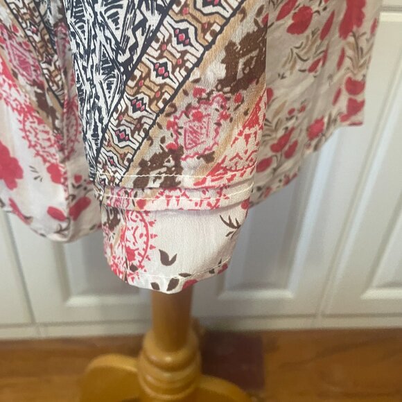 Kyla Seo Anthropologie Womens Colorful Oversized Tunic Boho Pintuck Blouse S - Picture 8 of 12